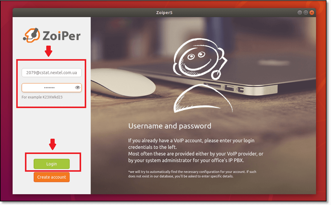 Ustawienie telefonu programowego ZoiPer na Ubuntu