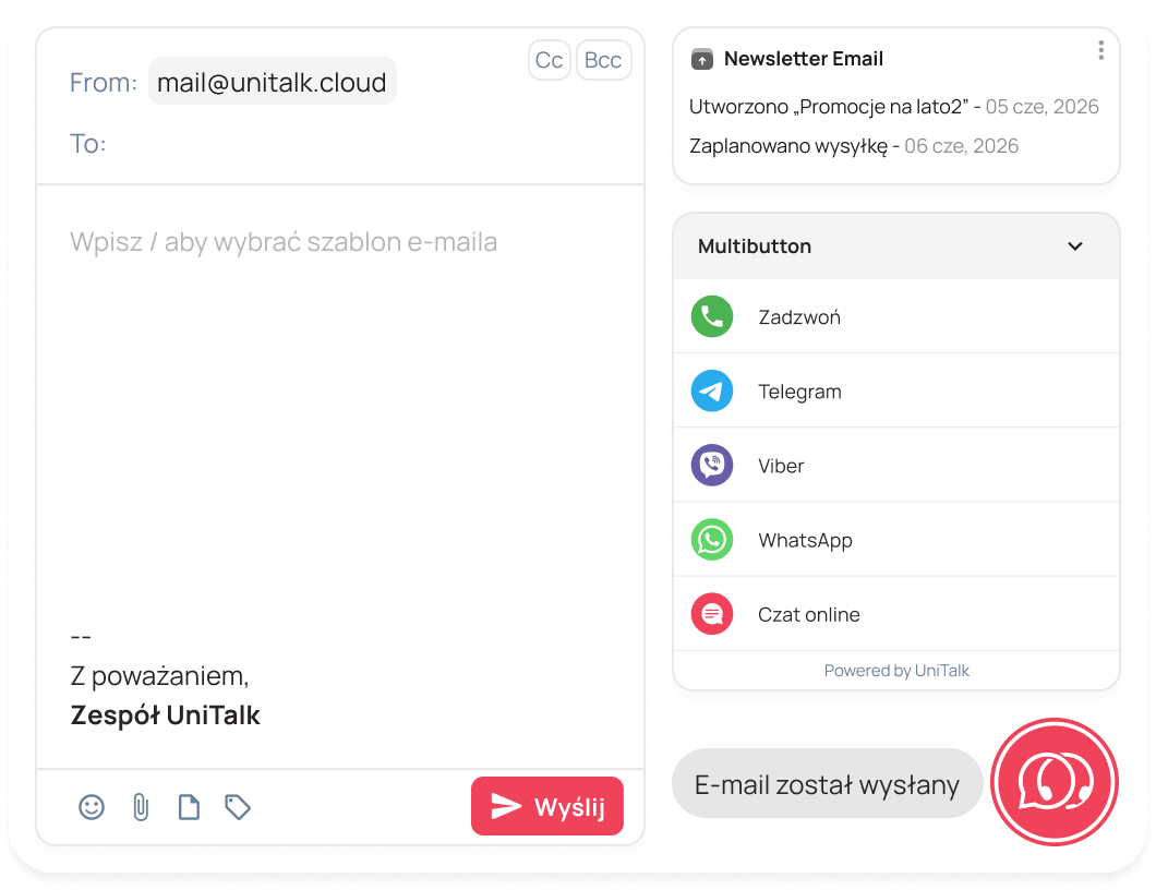 E-mail i chat na stronie
